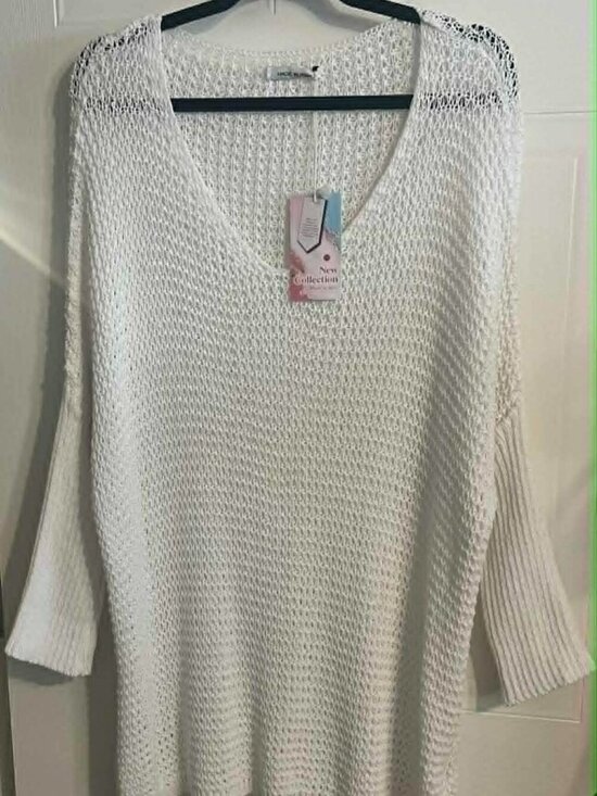 New Collection Sweaters - Gorgeous White Crocheted Sweater with Batwing Long Sleeves (E5)